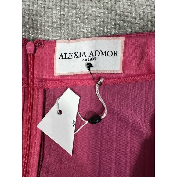 NWOT Alexia Admor Skirt Womens Large Pink Alaina Velvet Velour Midi‎ Ribbed Read - Picture 6 of 8